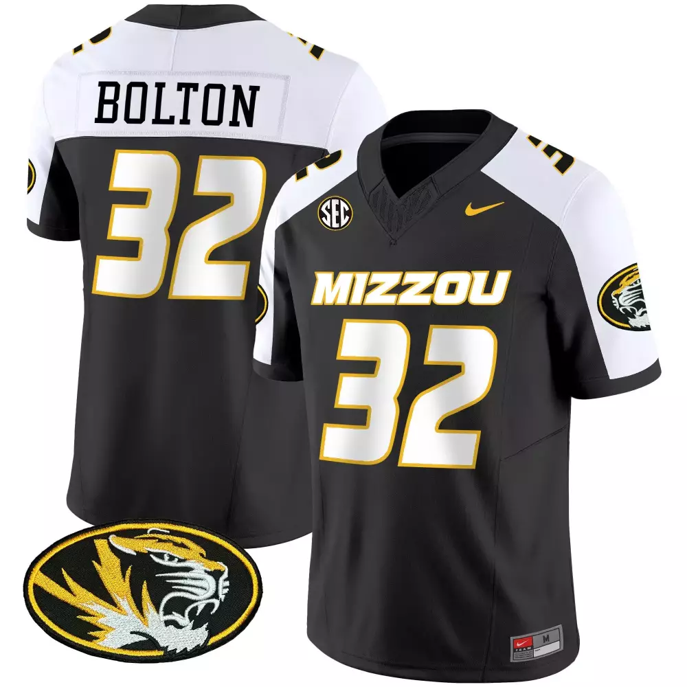 Jayden Bolton 32 Missouri Tigers Jersey Black Men Replica White Gold Alternate Vapor