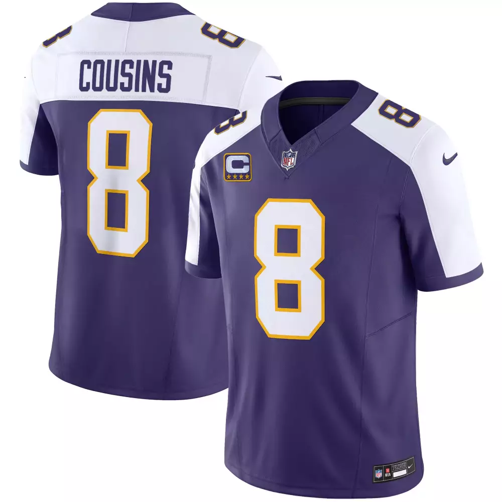 Kirk Cousins 8 Minnesota Vikings Jersey Purple Men Authentic White Yellow All Stitched