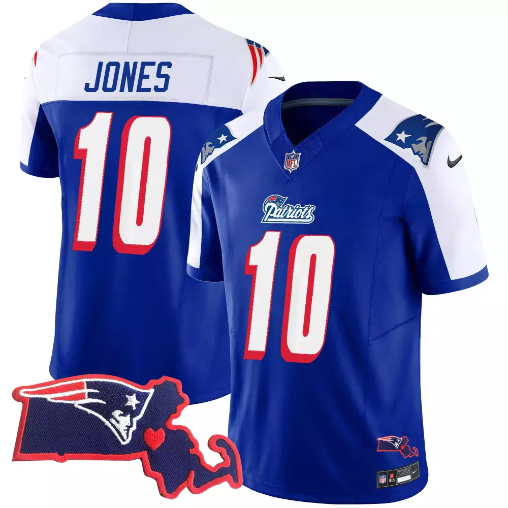 Dre'mont Jones 10 Jersey Blue Massachusetts New England Patriots Men Stitched Alternate