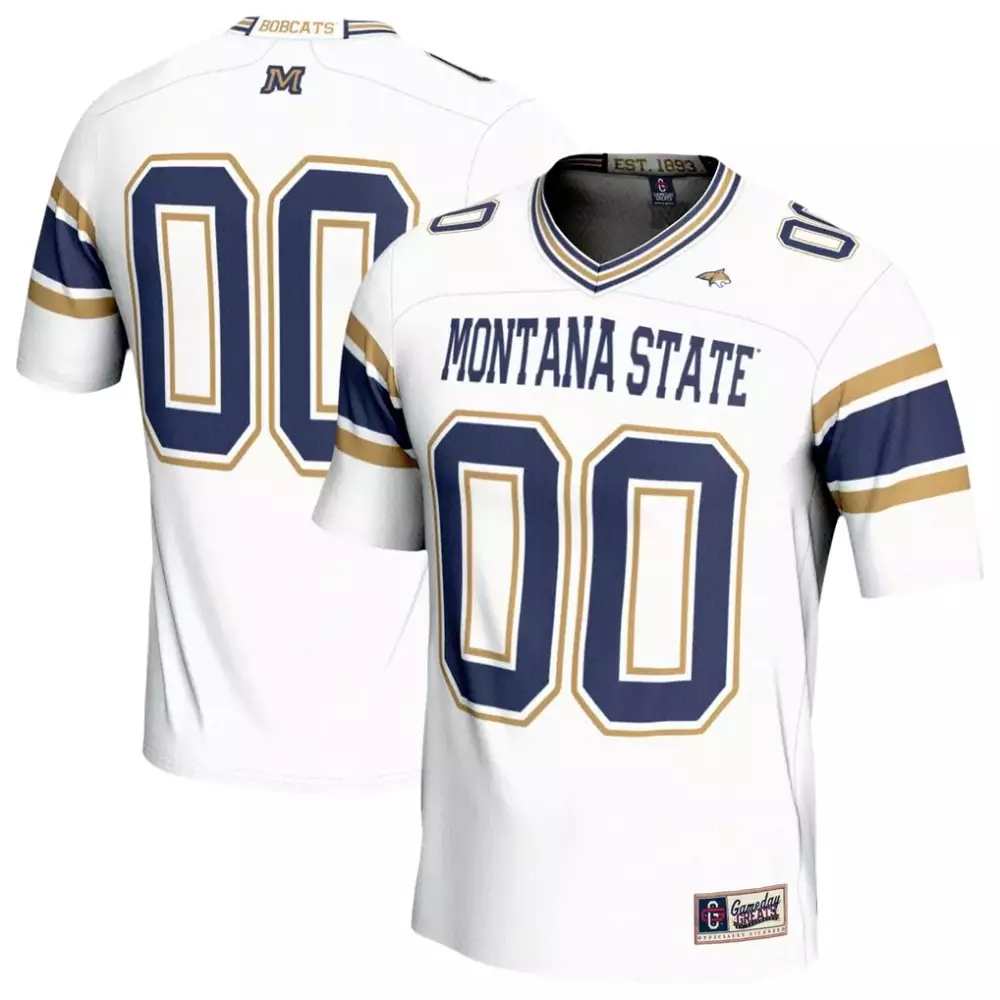 Custom Montana State Bobcats Jersey White Men Replica Navy Blue Gold Gameday Fashion