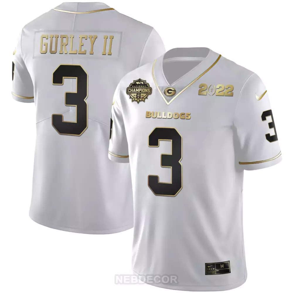 Harris Ii 3 Georgia Bulldogs Jersey White National Champions 2022 Men Authentic Gold