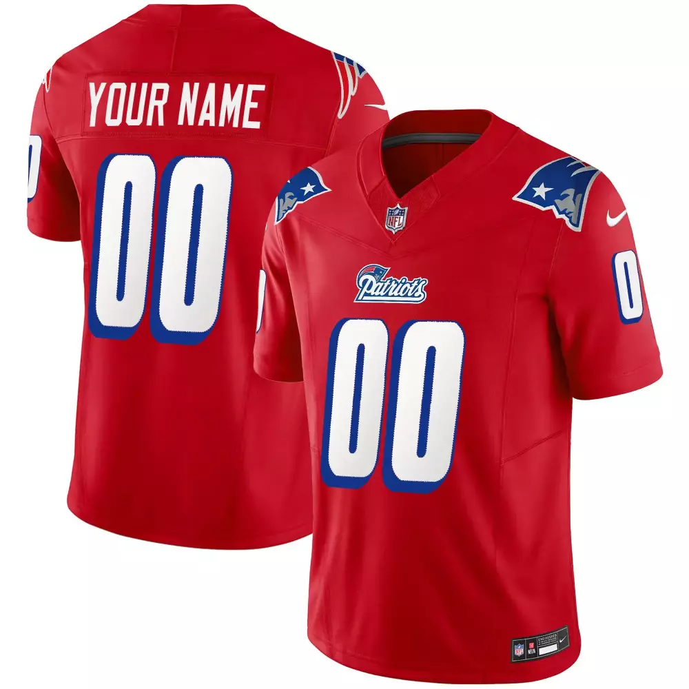 Custom New England Patriots Jersey Red Men Stitched Alternate White Blue Throwback