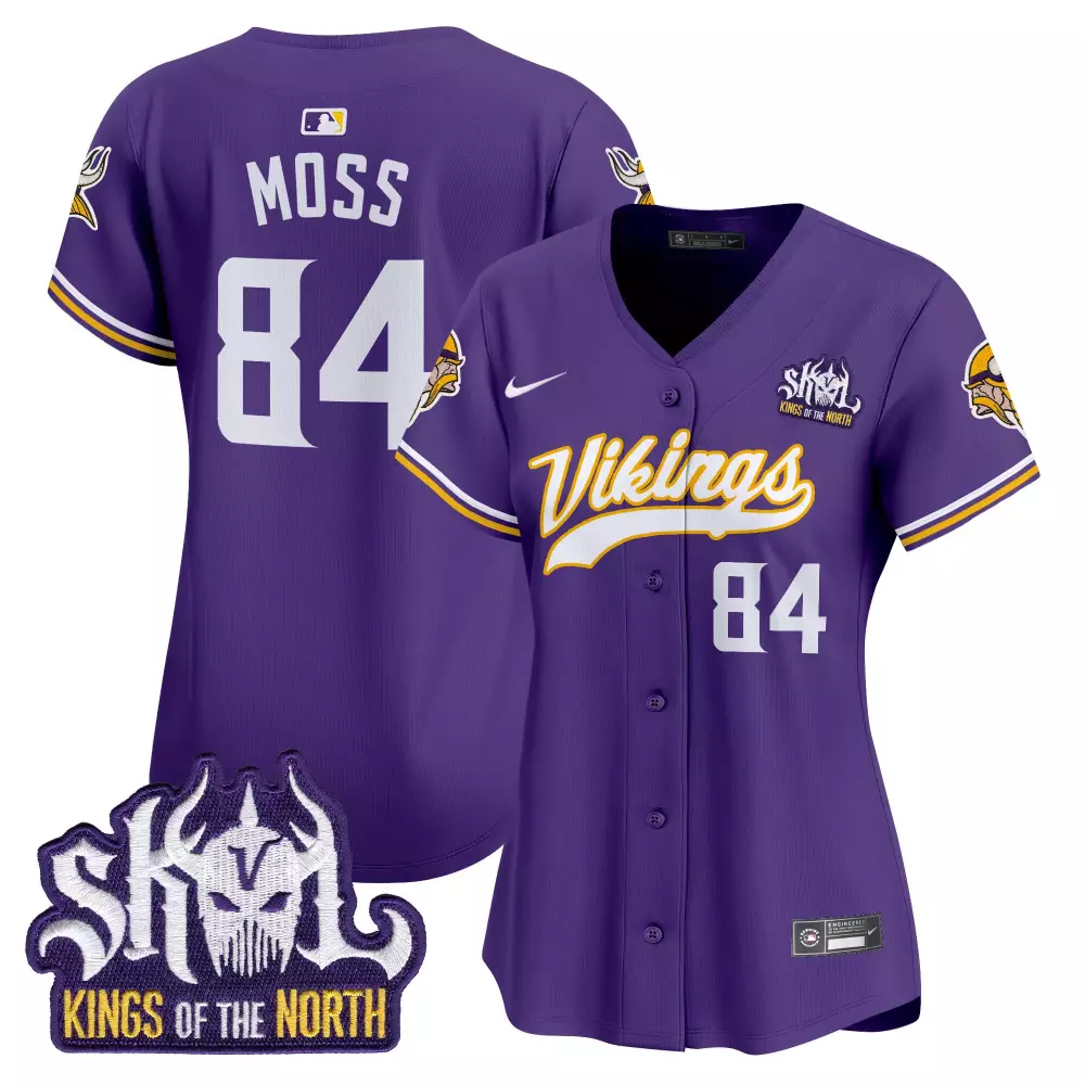 Randy Moss 84 Minnesota Vikings Jersey Purple Skol Kings Of The North Women Stitched