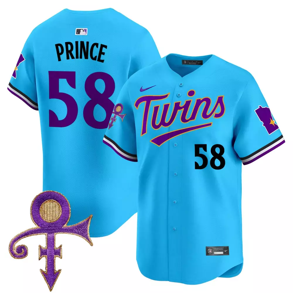 Prince 58 Minnesota Twins Jersey Blue Men Stitched Alternate Purple White Black Vapor