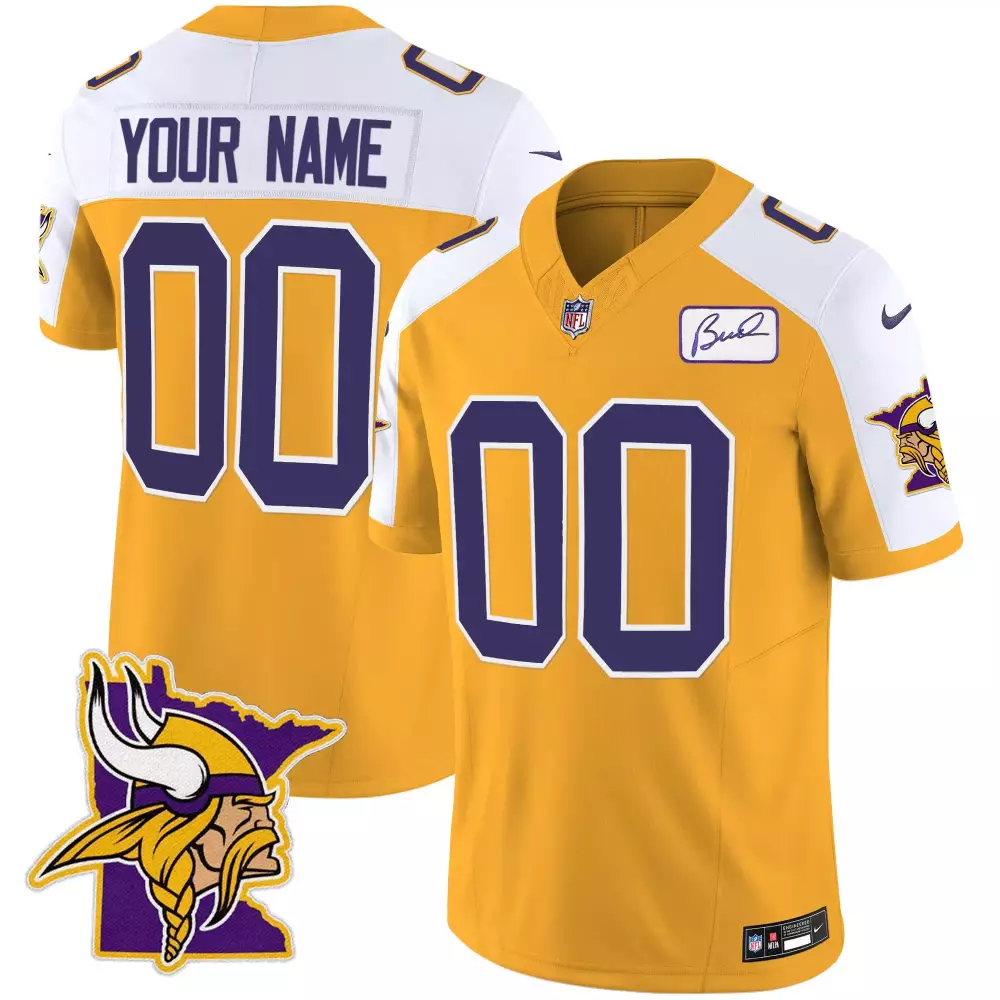 Custom Minnesota Vikings Jersey Yellow Men Replica Alternate White Purple Classic