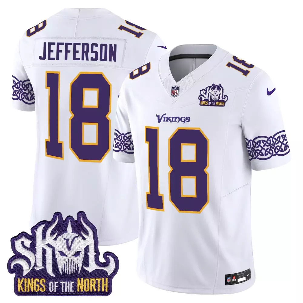 Justin Jefferson 18 Jersey White Kings Of The North Minnesota Vikings Men Authentic