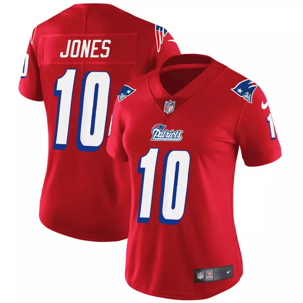 Mack Hollins 10 Jersey Red NFL New England Patriots Women Replica Alternate Blue