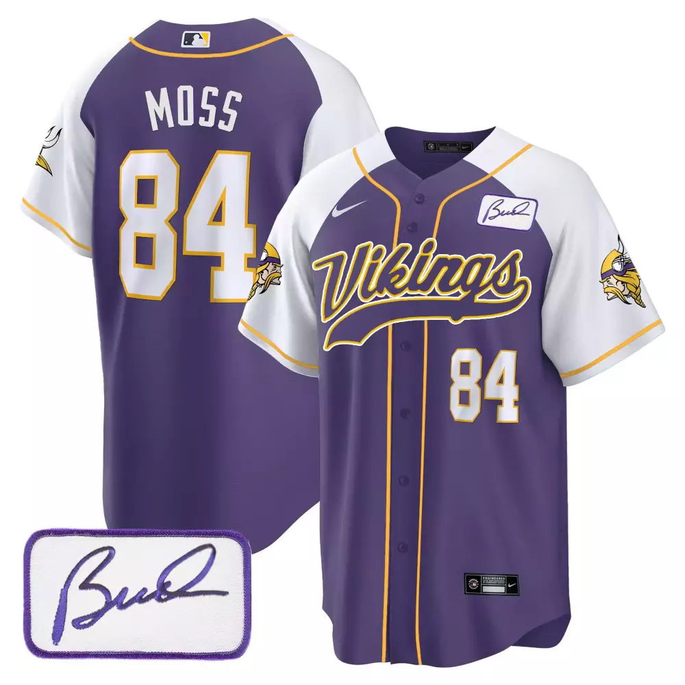 Randy Moss 84 Minnesota Vikings Jersey Purple Bud Grant Men Authentic White Yellow