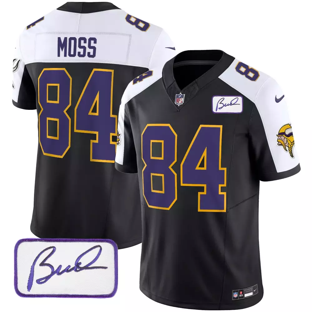 Randy Moss 84 Minnesota Vikings Jersey Black Men Stitched Alternate White Purple