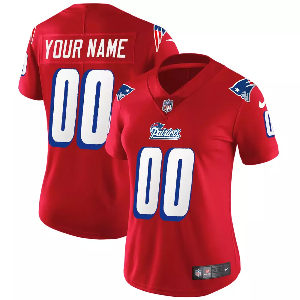 Custom New England Patriots Jersey Red Women Replica Alternate Blue White Throwback