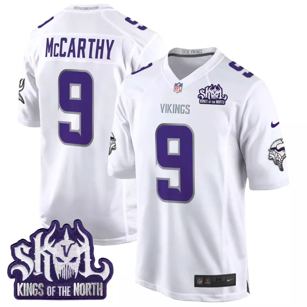 Jj Mccarthy 9 Minnesota Vikings Jersey White Skol Kings Of The North Men Authentic