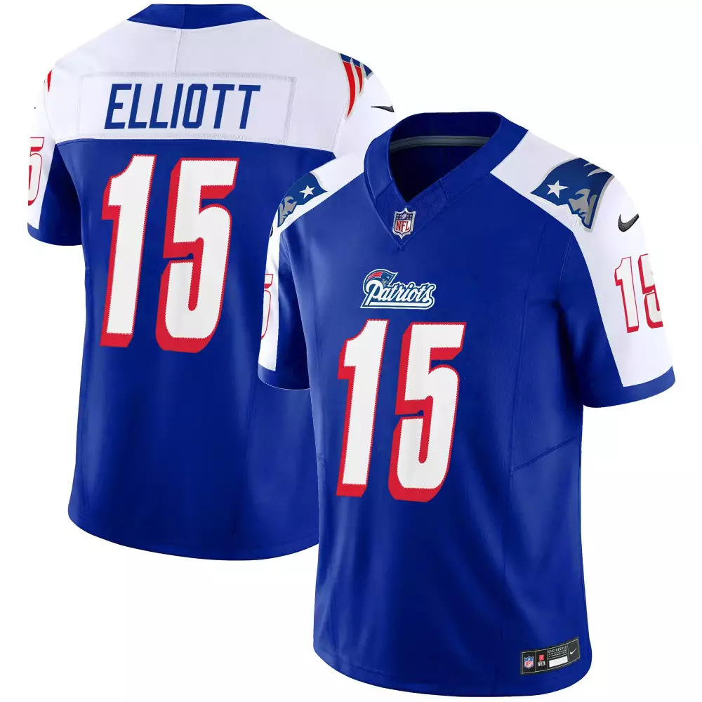 Ezekiel Elliott 15 Jersey Royal Blue New England Patriots Men Stitched Alternate