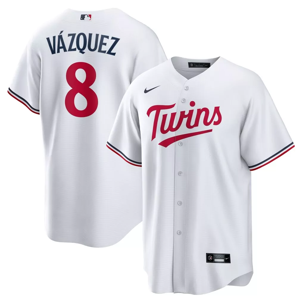 Christian Vazquez 8 Jersey White Minnesota Twins Men Authentic Red Navy Blue Home