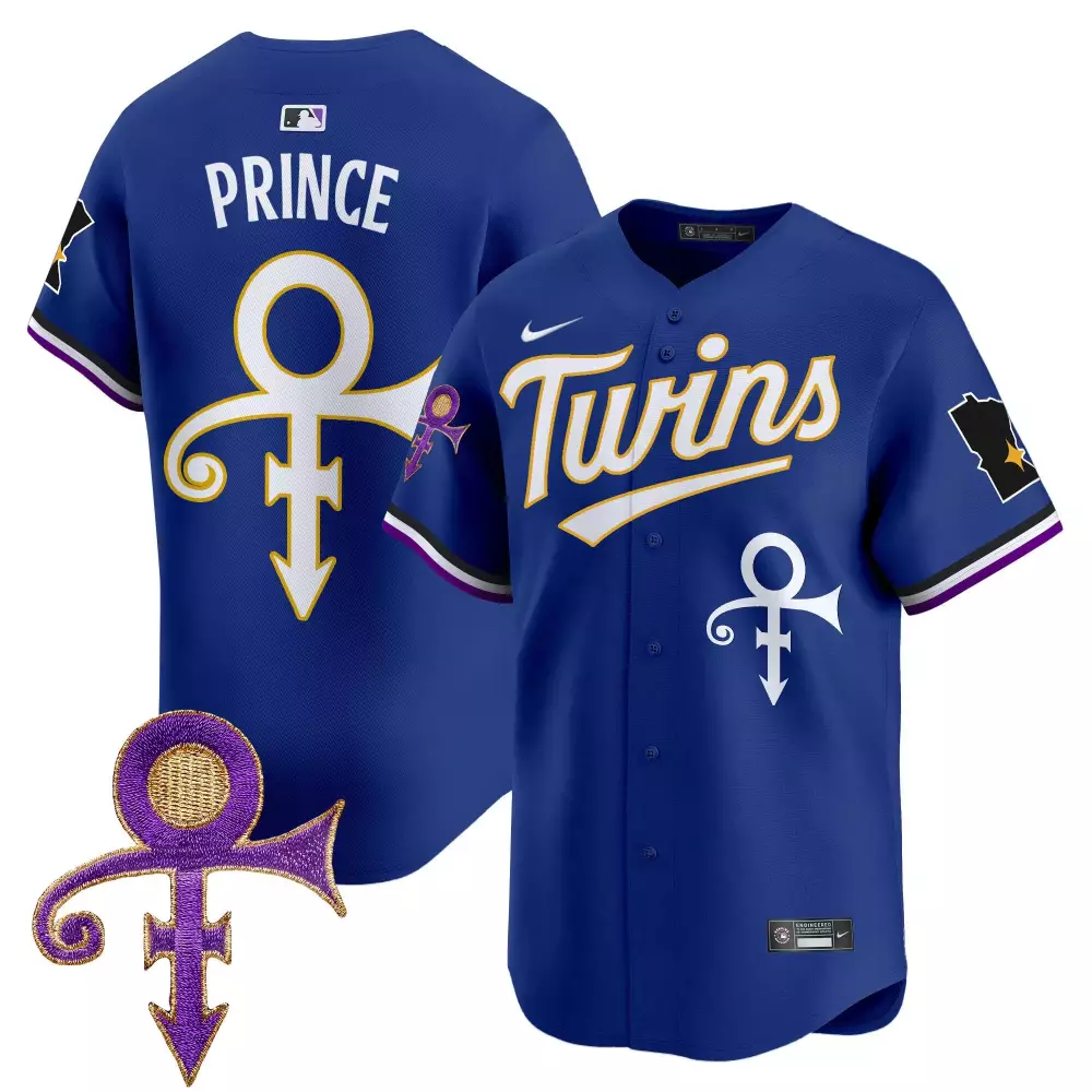 Prince Minnesota Twins Jersey Royal Blue Men Authentic Custom Design White Purple