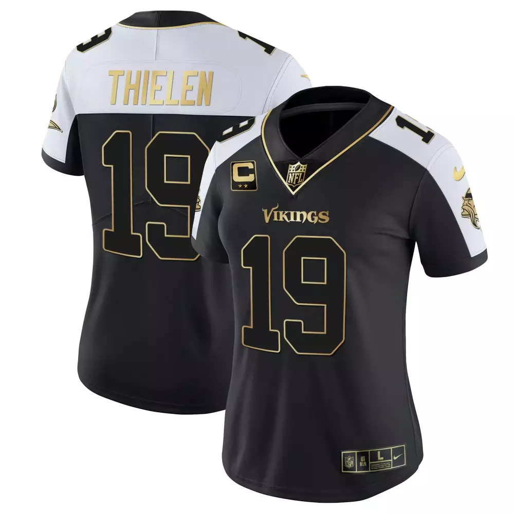 Adam Thielen 19 Minnesota Vikings Jersey Black Women Authentic Alternate White Gold