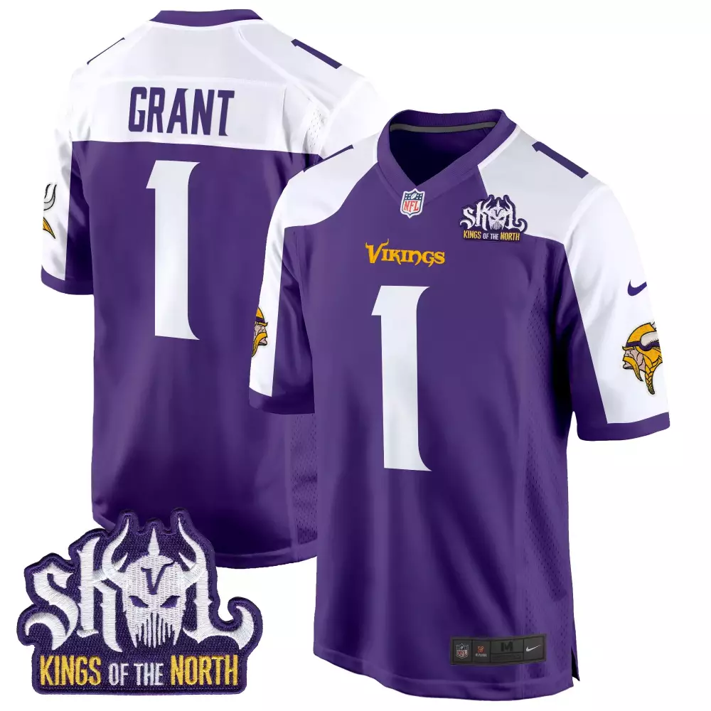 Bud Grant 1 Minnesota Vikings Jersey Purple Skol Kings Of The North Men Unknown White