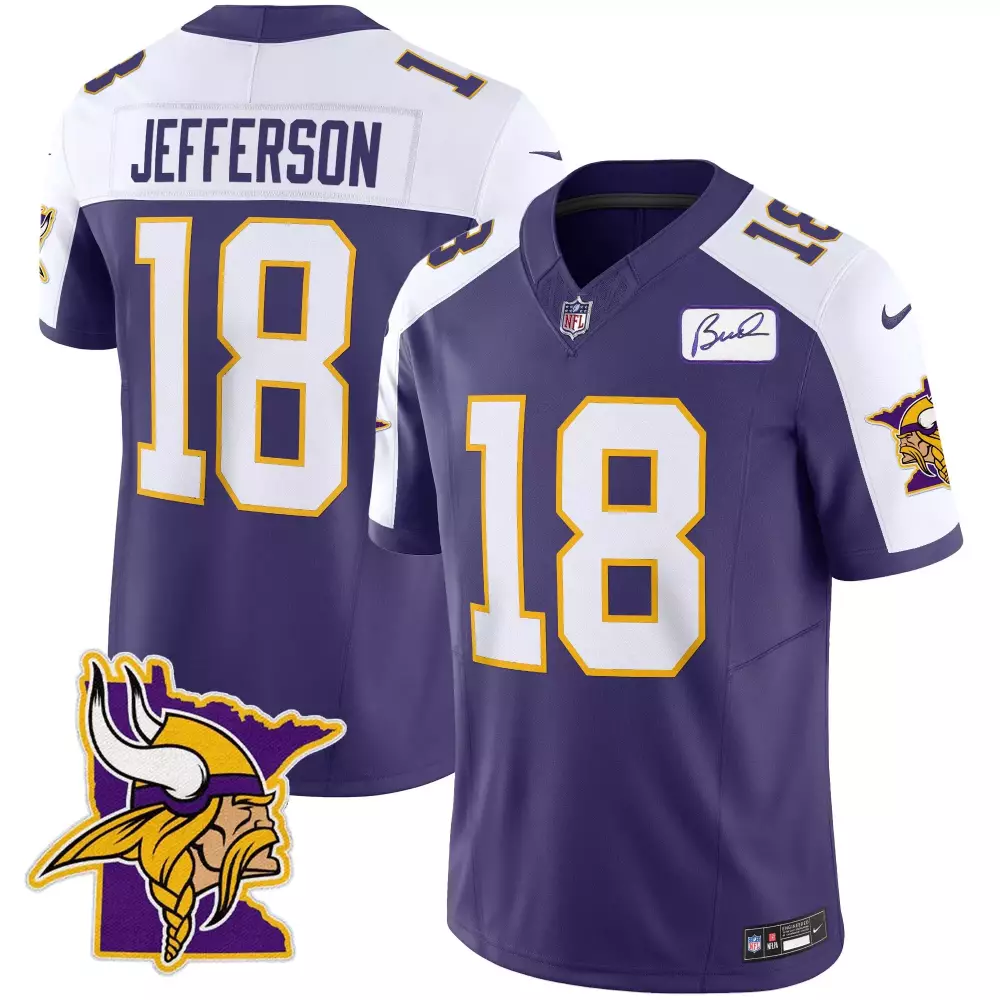 Justin Jefferson 18 Jersey Purple Minnesota Vikings Men Authentic White Yellow Alternate