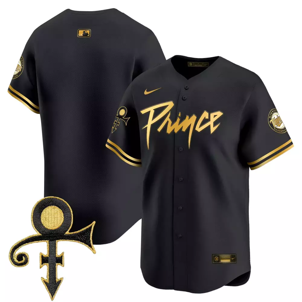 Prince Minnesota Twins Jersey Black Baseball Men Authentic Custom Design Gold Vapor