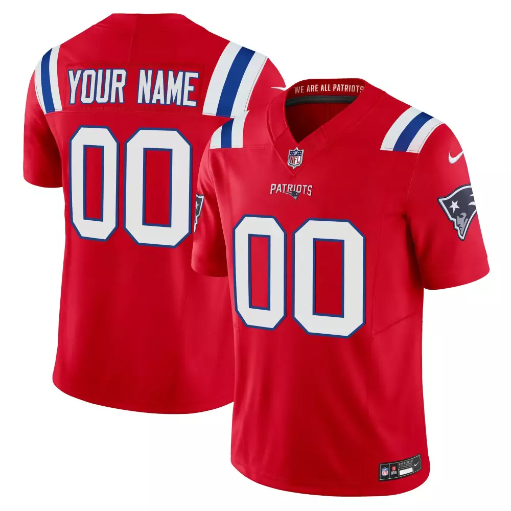 Custom New England Patriots Jersey Red Men Authentic Alternate Blue White All Stitched