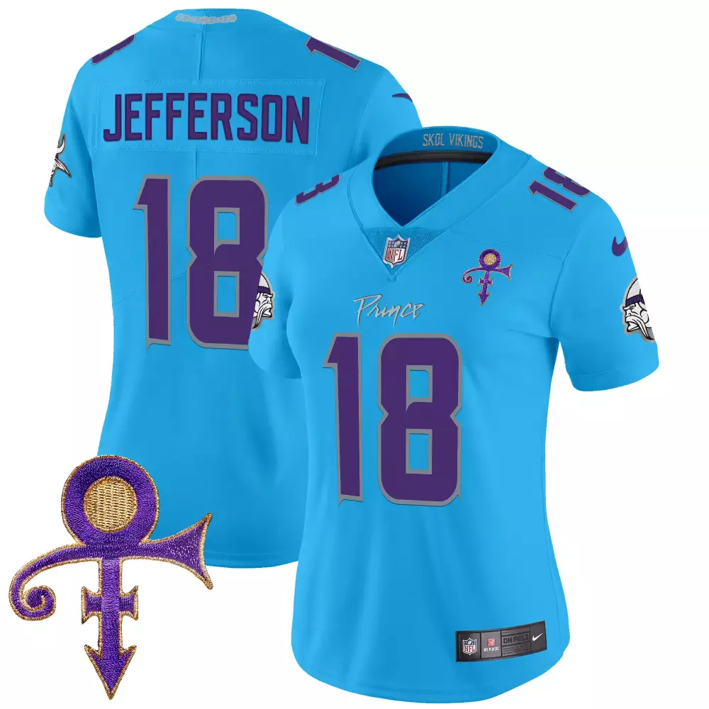 Turner Prince 18 Jersey Light Blue Minnesota Vikings Women Stitched Alternate Purple