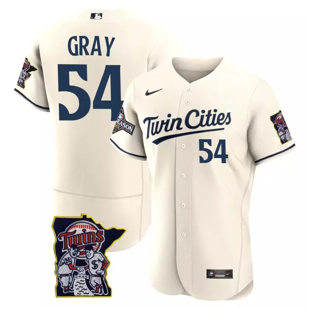 Tristan Gray 54 Minnesota Twins Jersey Cream City Connect Season State Outline Men