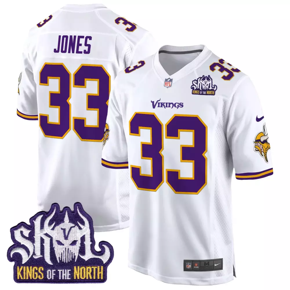 Aaron Jones 33 Minnesota Vikings Jersey White Skol Kings Of The North Men Stitched
