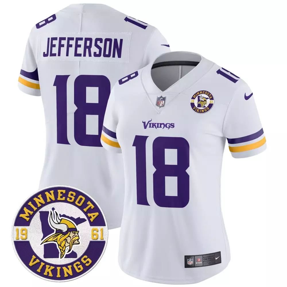 Justin Jefferson 18 Jersey White Minnesota Vikings Women Stitched Alternate Purple