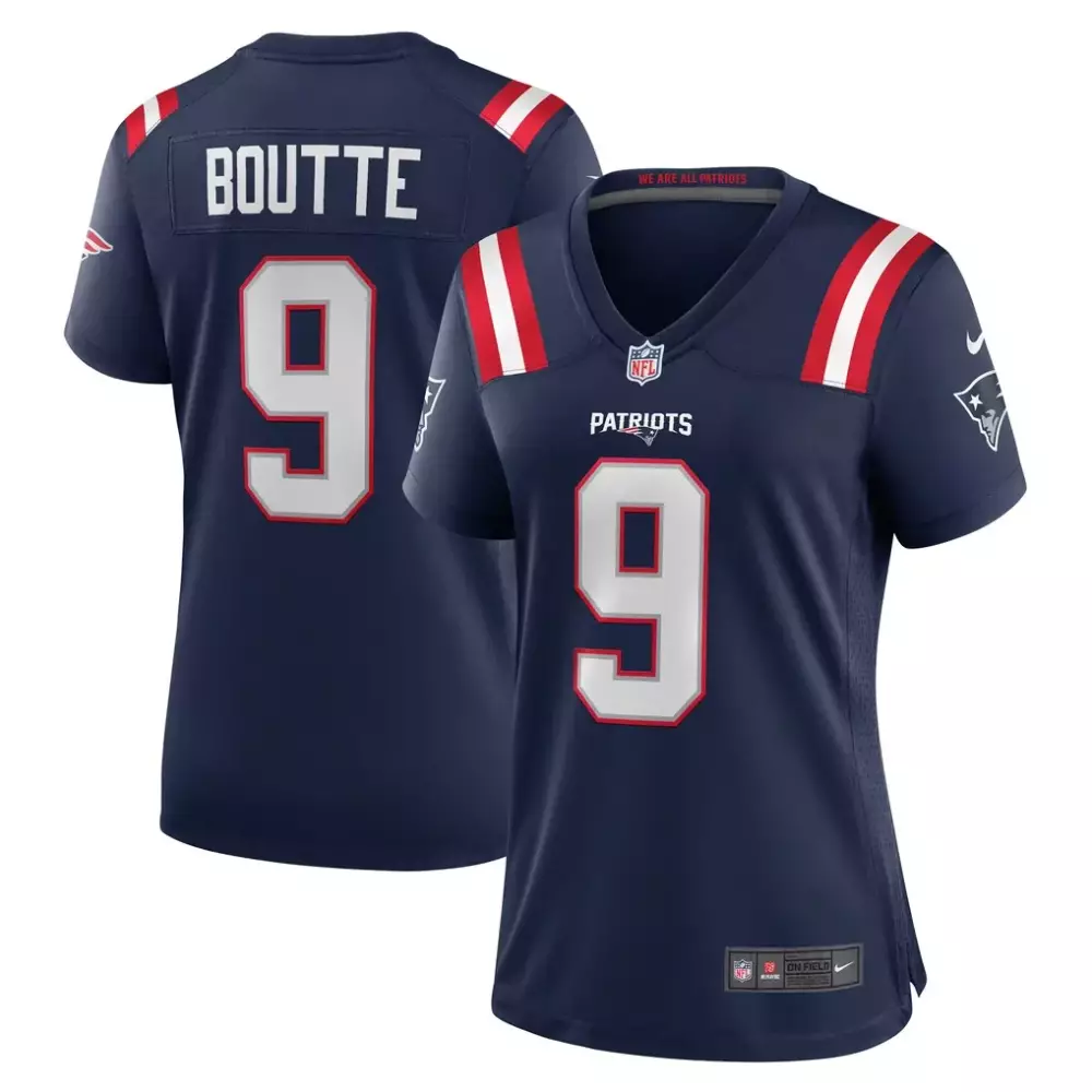 Kayshon Boutte 9 Jersey Navy Blue New England Patriots Women Stitched White Red Game