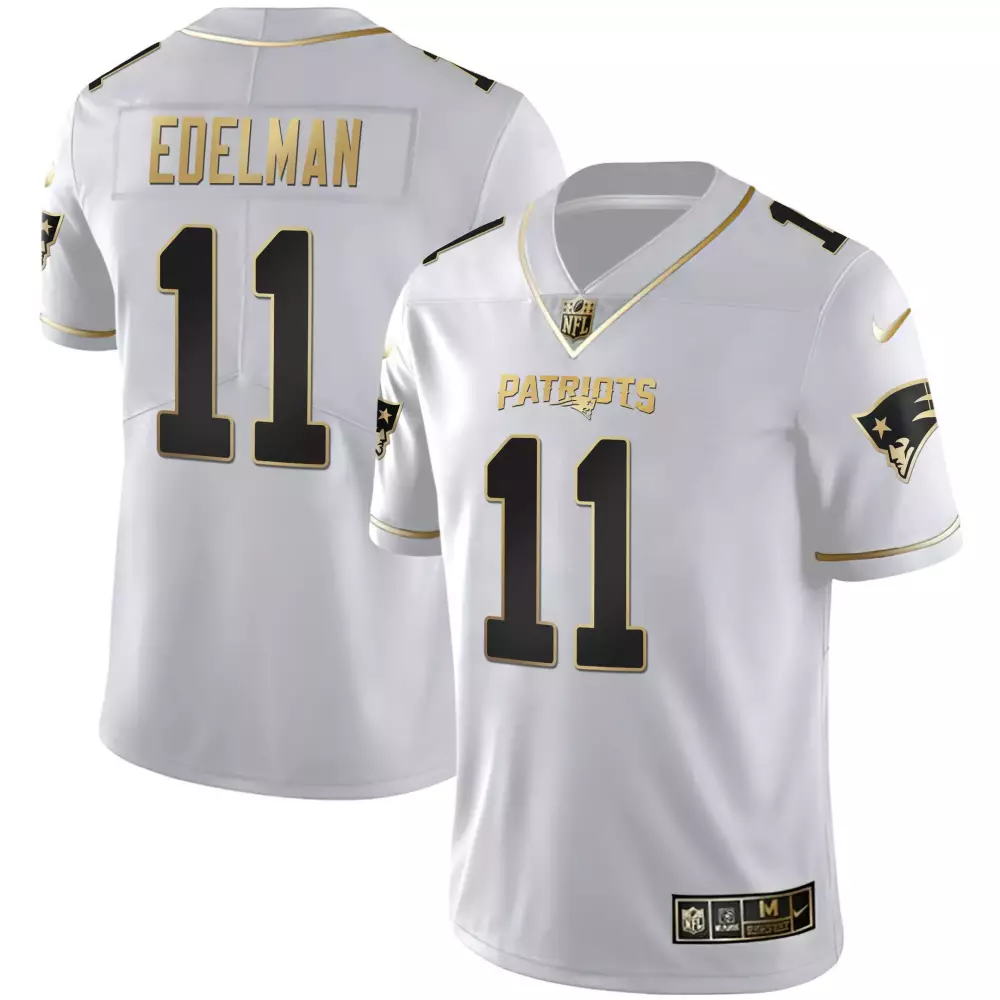Julian Edelman 11 Jersey White New England Patriots Men Stitched Alternate Gold Black