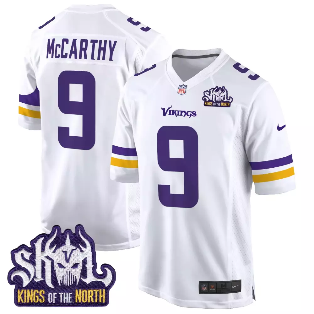 Jj Mccarthy 9 Minnesota Vikings Jersey White Skol Kings Of The North Men Stitched