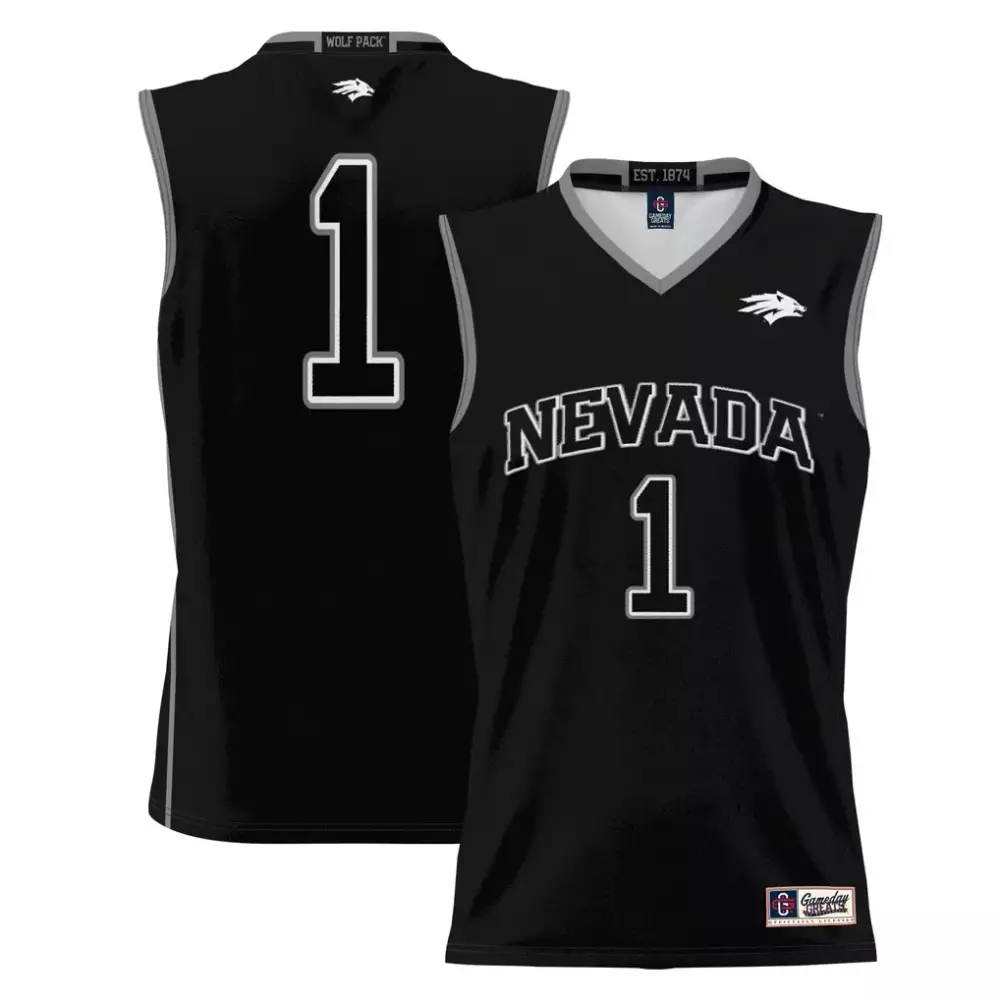 Nevada Wolf Pack 1 Jersey Black Men Replica Grey White Gameday