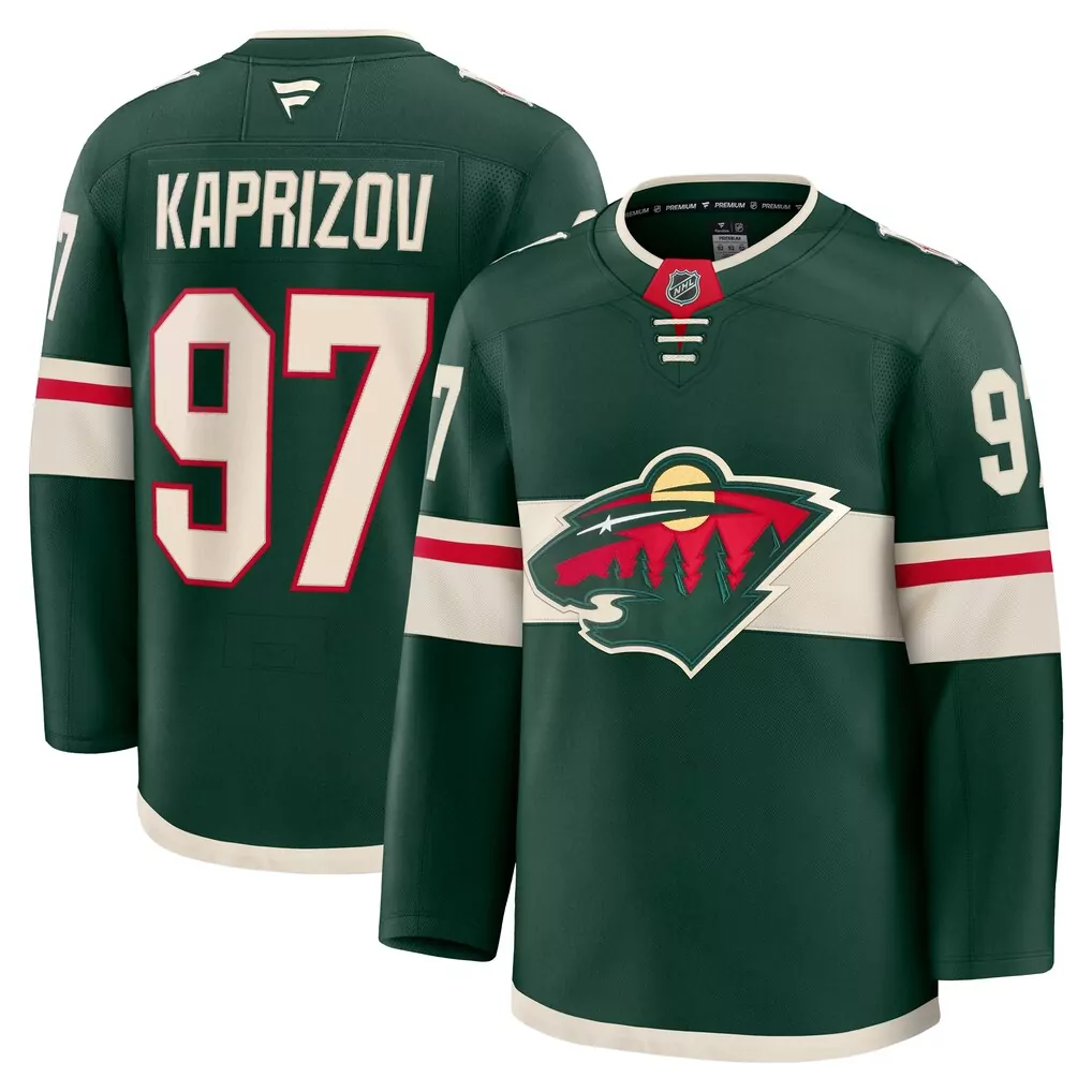 Kirill Kaprizov 97 Minnesota Wild Jersey Green Men Replica Cream Red Home