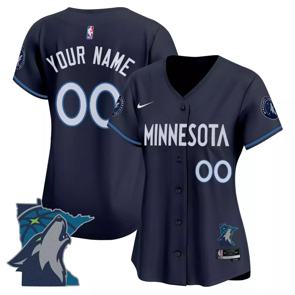Custom Minnesota Timberwolves Jersey Navy Blue City Connect Women Replica Design