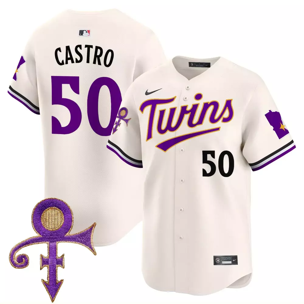 Castro 50 Minnesota Twins Jersey White Prince Men Authentic Alternate Purple Black