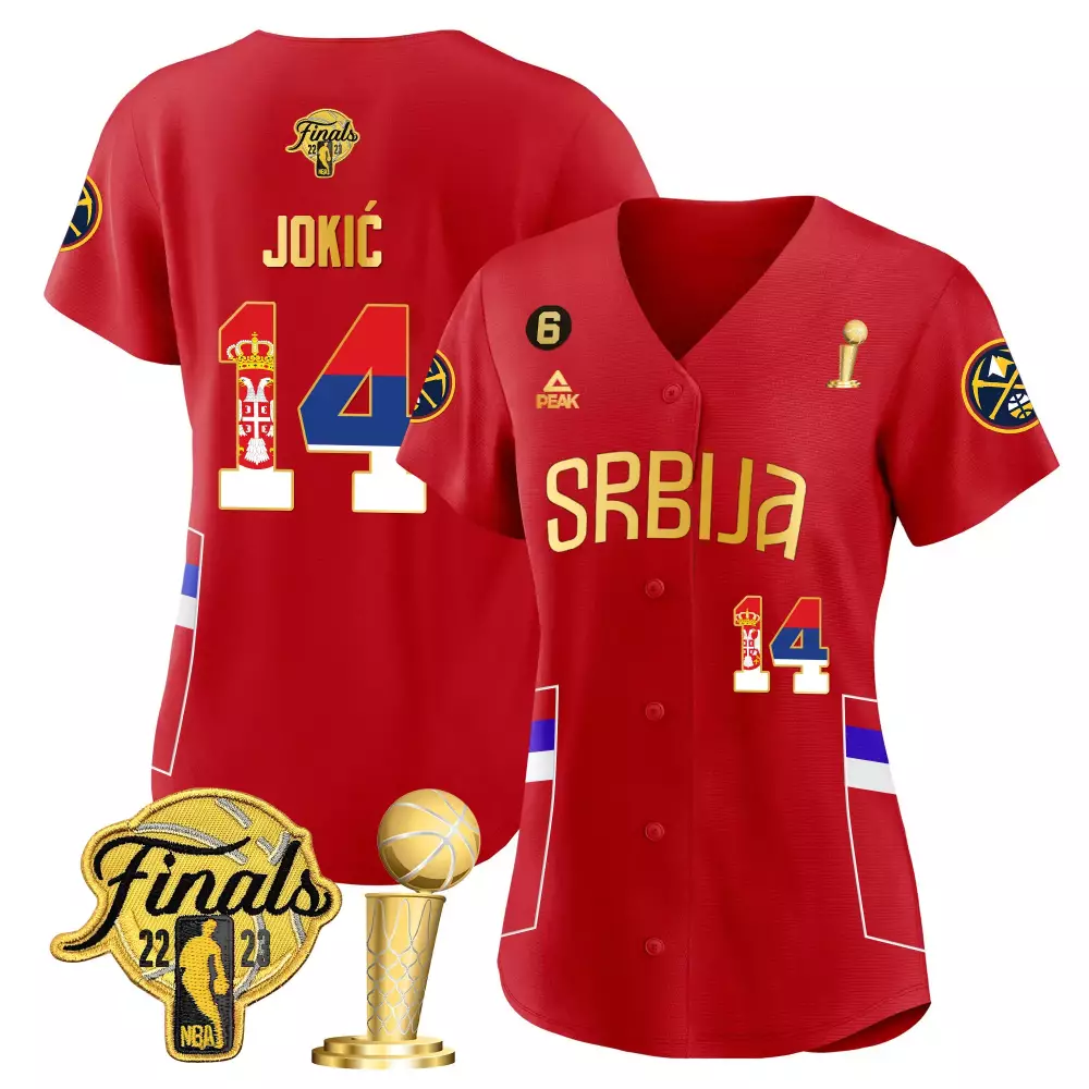Nikola Jokic 14 Jersey Red World Cup Serbia National Team Finals 2023 Men Stitched