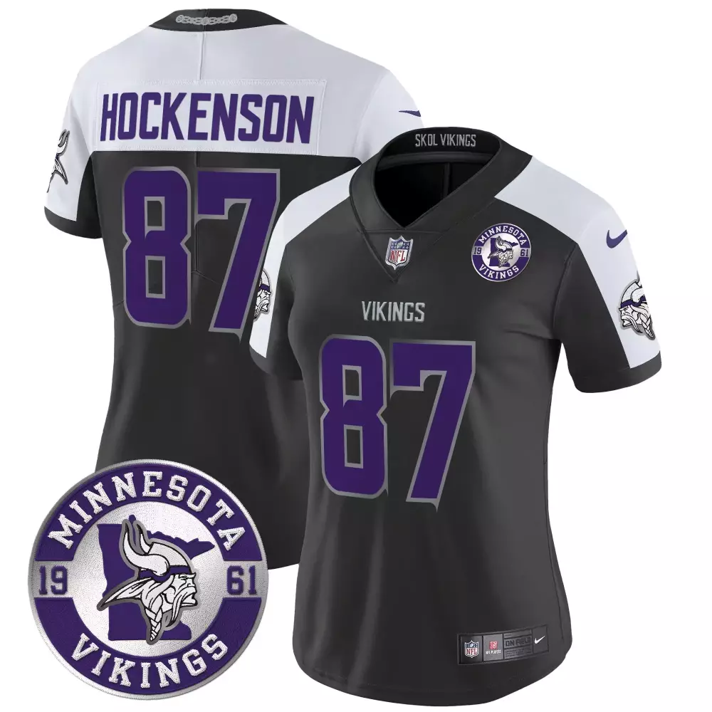 T.j. Hockenson 87 Jersey Gray Minnesota Vikings Women Stitched Alternate Custom Design