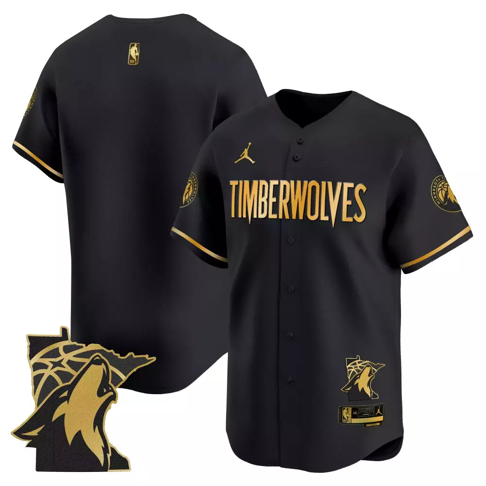 Custom Minnesota Timberwolves Jersey Black Men Authentic Gold Stitched Vapor Embroidered