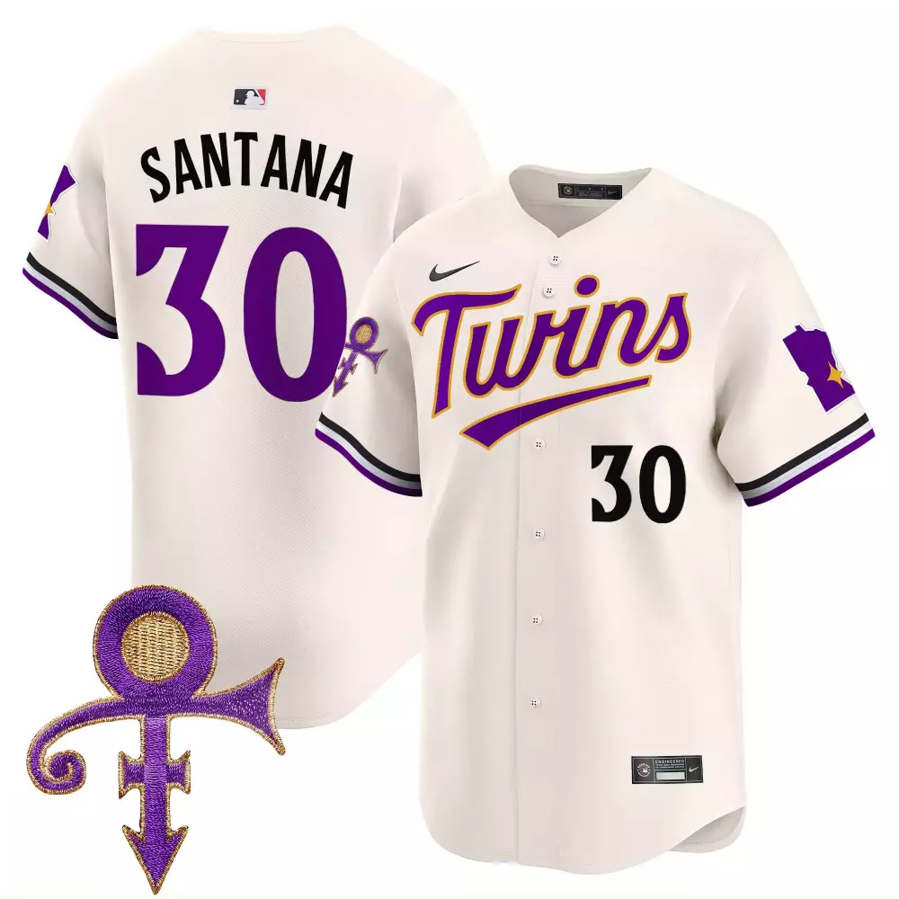 Carlos Santana 30 Minnesota Twins Jersey White Prince Men Authentic Alternate Custom Design