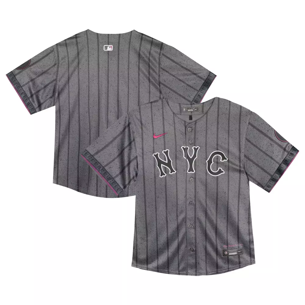 Custom New York Yankees Jersey Gray City Connect Men Authentic Alternate Black Pink