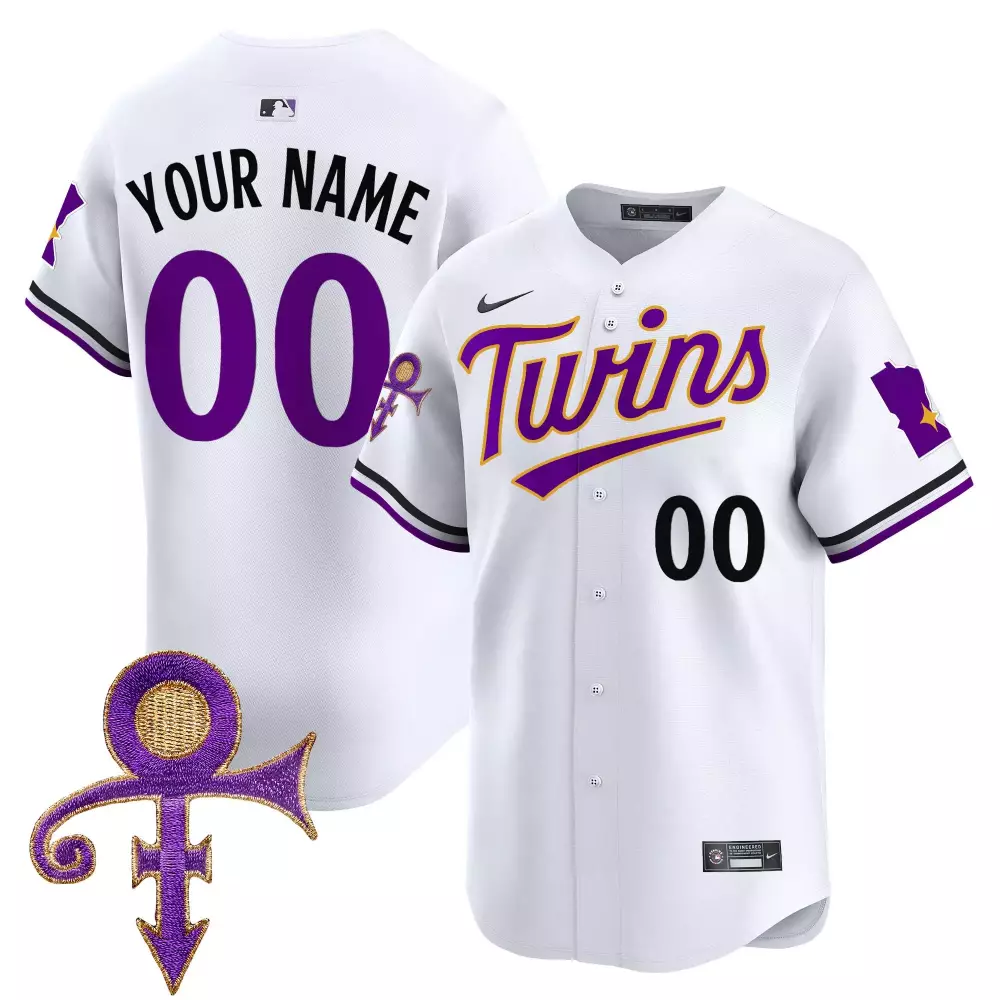 Custom Minnesota Twins Jersey White Prince Tribute Symbol Men Stitched Alternate