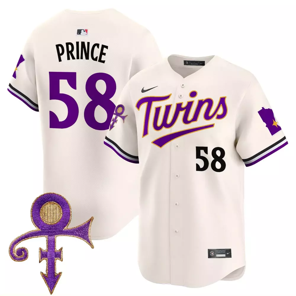Prince 58 Minnesota Twins Jersey Cream Tribute Symbol Men Authentic Alternate Custom Design