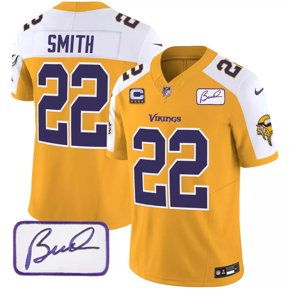 Harrison Smith 22 Jersey Gold Minnesota Vikings (captain's Stars) Men Authentic Alternate