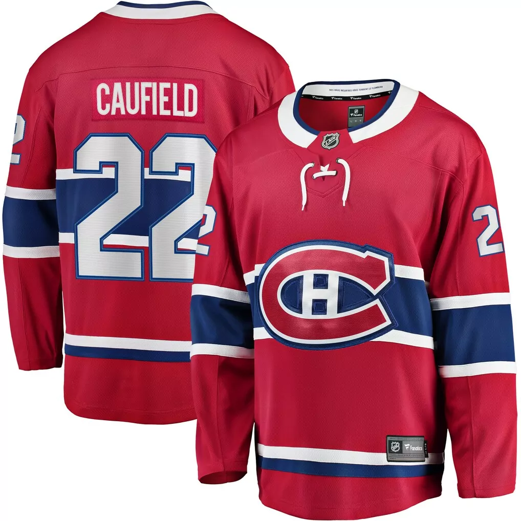 Cole Caufield 22 Jersey Red Montreal Canadiens Men Replica White Blue Home Breakaway