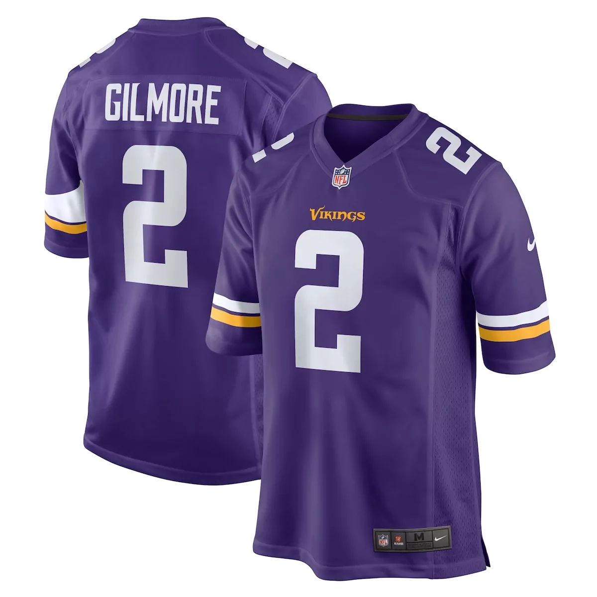 Stephon Gilmore 2 Jersey Purple Minnesota Vikings Men Stitched White Gold Game
