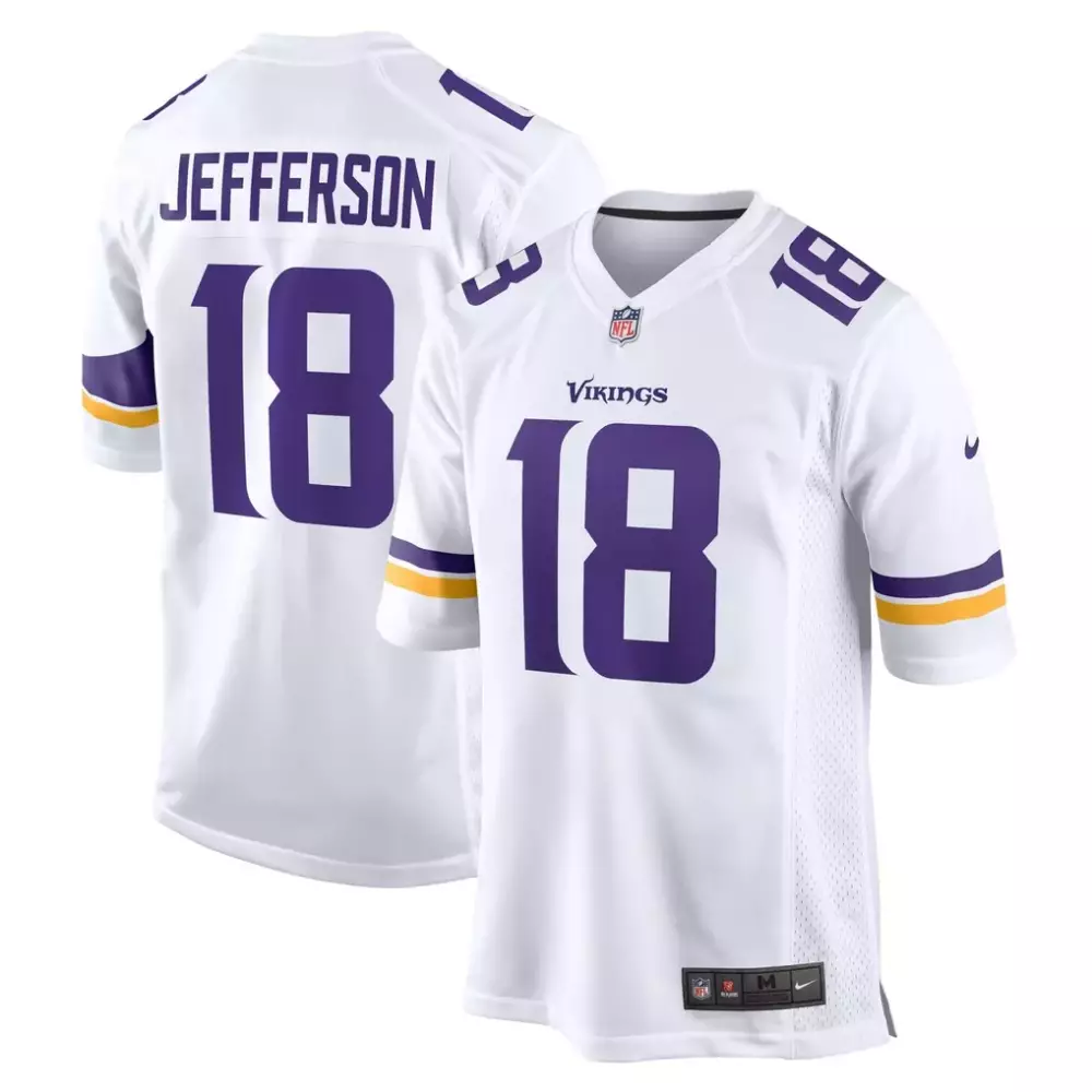 Justin Jefferson 18 Jersey White Minnesota Vikings Men Stitched Alternate Purple