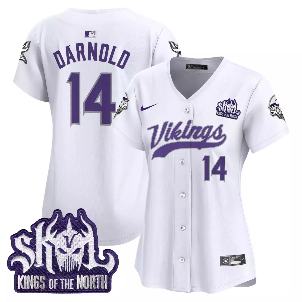 Sam Darnold 14 Minnesota Vikings Jersey White Skull Kings Of The North Men Authentic