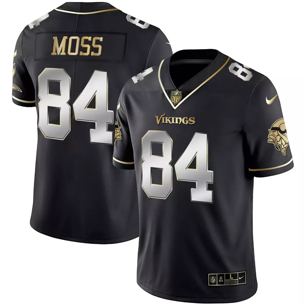 Randy Moss 84 Minnesota Vikings Jersey Black Men Limited Alternate Gold Silver All