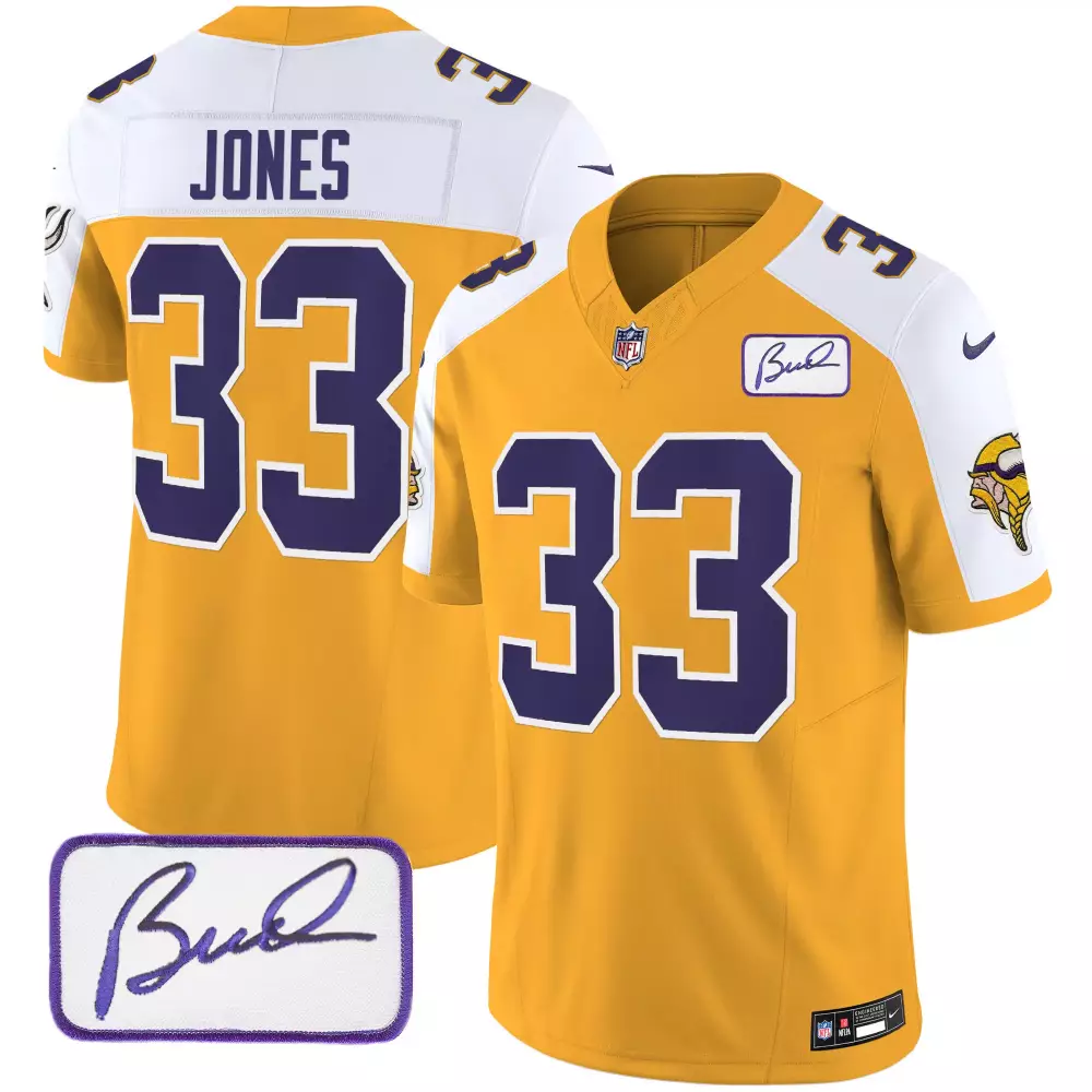 Aaron Jones 33 Minnesota Vikings Jersey Gold Gothic Sin City Men Stitched Alternate