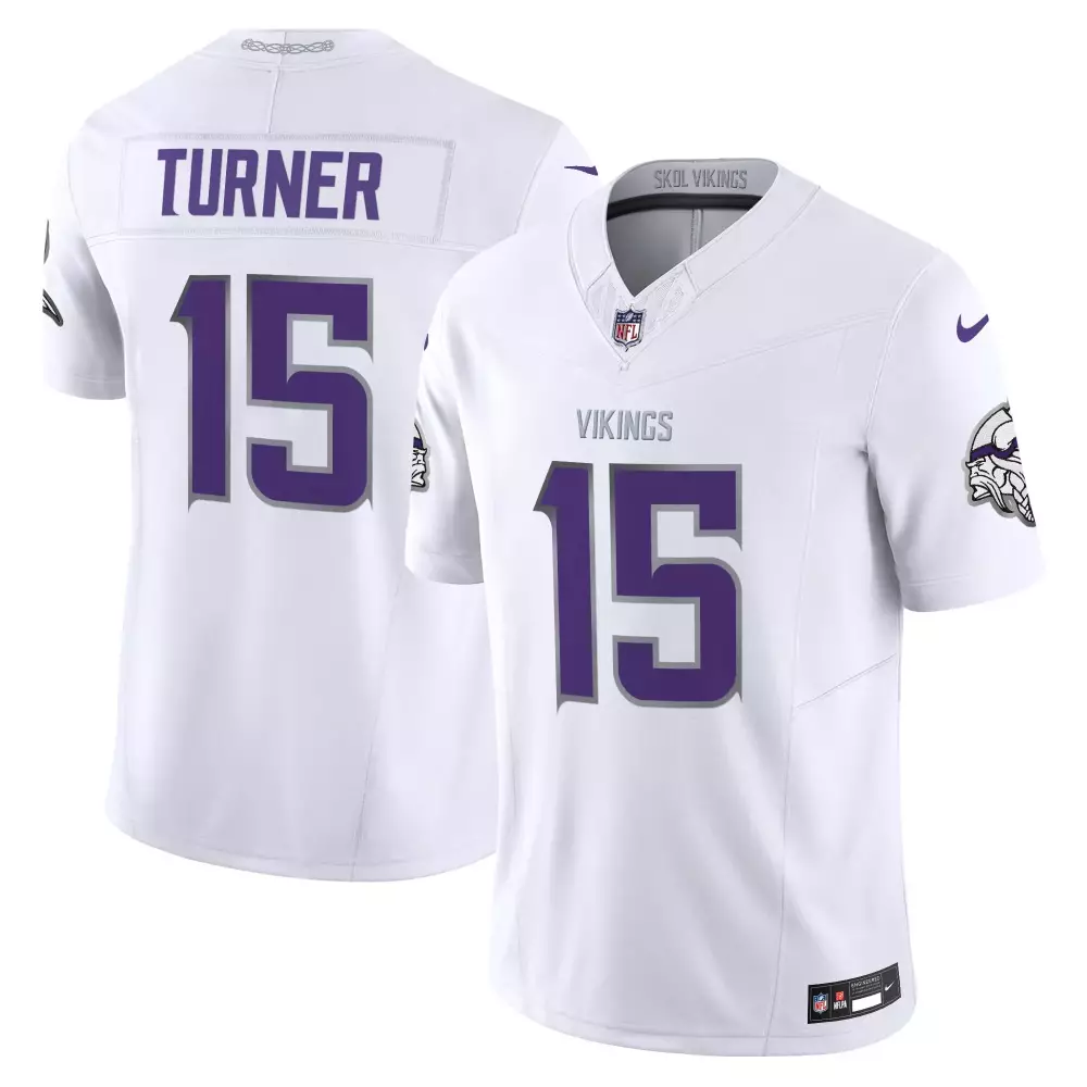 Dallas Turner 15 Jersey White Minnesota Vikings Men Authentic Alternate Purple All