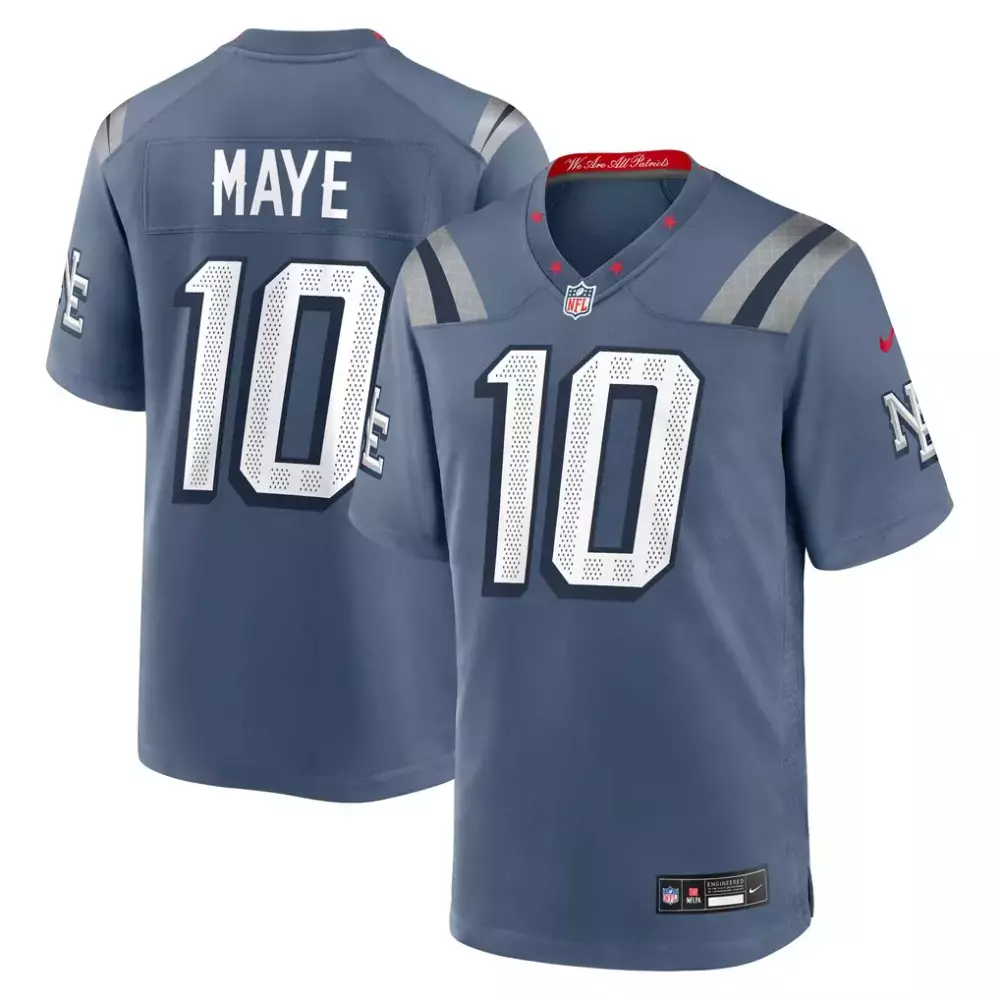 Drake Maye 10 Jersey Grey We Are All Patriots New England Men Limited Alternate Red